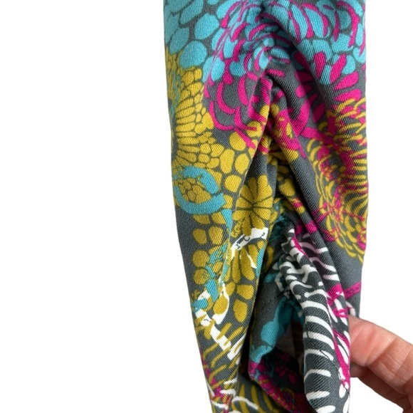 Soybu Floral Knit Athleisure Dress Multicolor 3/4 Ruched Sleeves Size Medium EUC - Picture 6 of 11